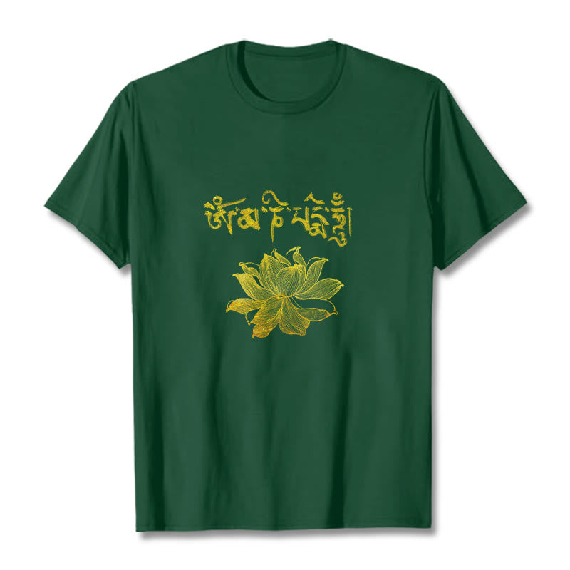 Buddha Stones Camiseta sánscrita Golden Lotus - Verde bosque - 2XL - image 8
