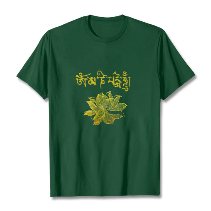 Buddha Stones Camiseta sánscrita Golden Lotus - Verde bosque - 2XL - image 8