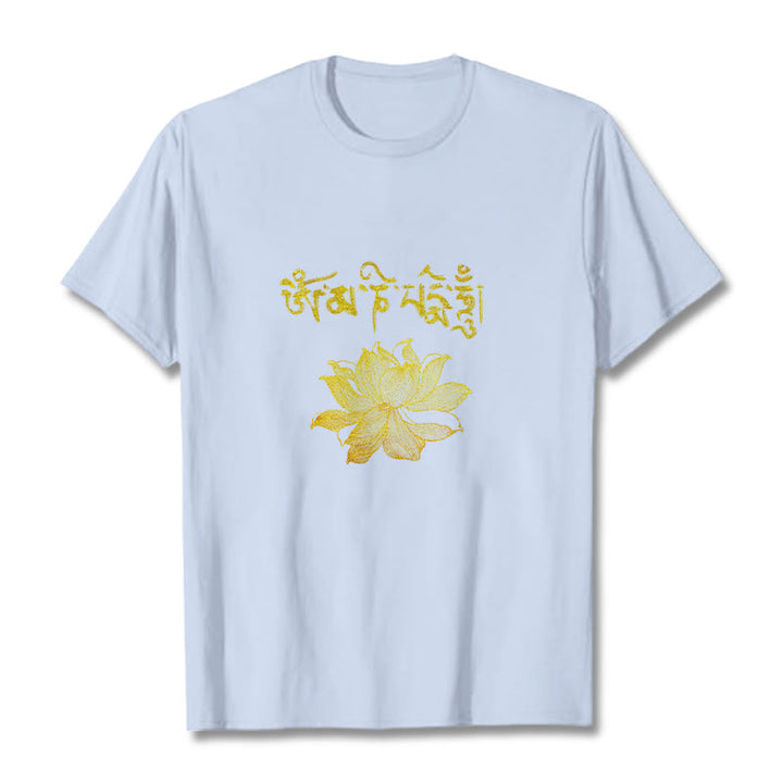 Buddha Stones Camiseta sánscrita Golden Lotus - Cian claro - 2XL - image 10