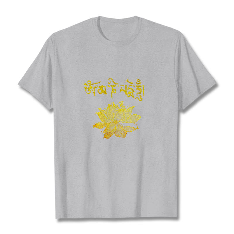 Buddha Stones Camiseta sánscrita Golden Lotus - Gris claro - 2XL - image 19