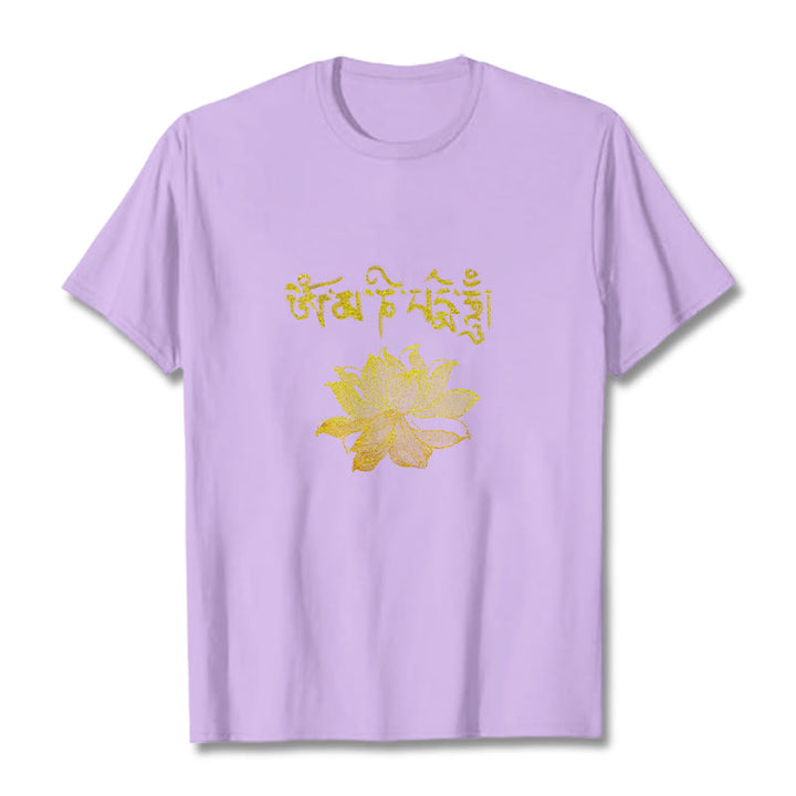 Buddha Stones Camiseta sánscrita Golden Lotus - Ciruela - 2XL - image 15