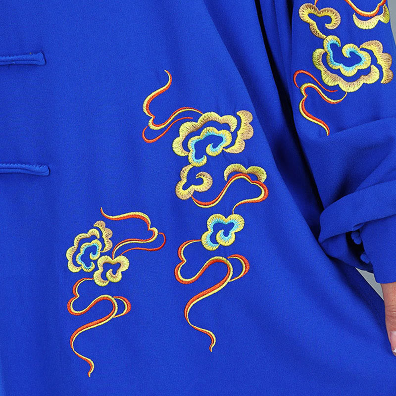 Conjunto de ropa unisex de algodón con Buddha Stones, 2 piezas, nubes auspiciosas de colores otoñales, meditación de Tai Chi, Qigong y Zen