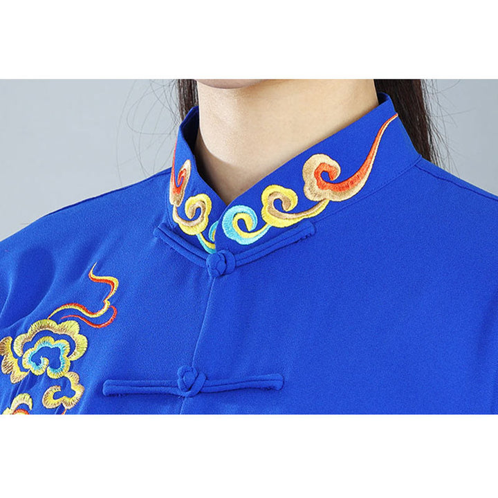 Conjunto de ropa unisex de algodón con Buddha Stones, 2 piezas, nubes auspiciosas de colores otoñales, meditación de Tai Chi, Qigong y Zen