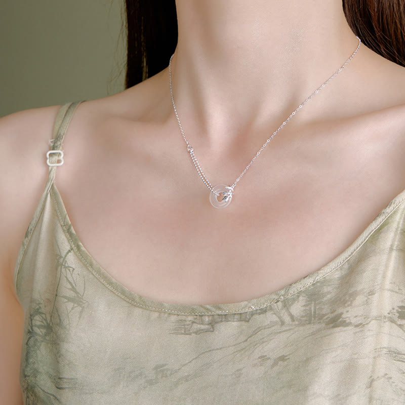 Colgante de plata de ley 925 con forma de tulipán y calcedonia y hebilla de la suerte con Buddha Stones