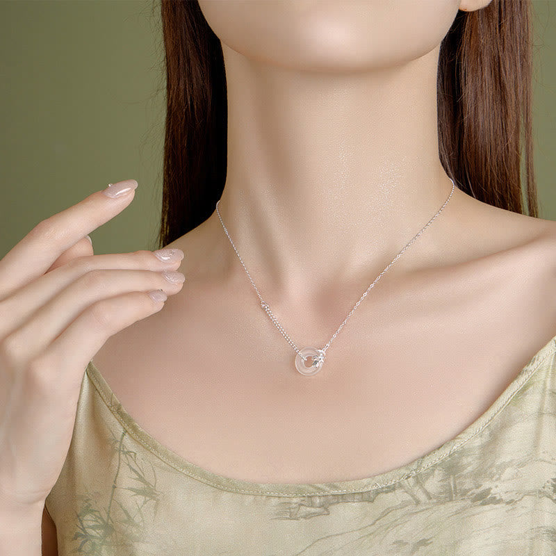 Colgante de plata de ley 925 con forma de tulipán y calcedonia y hebilla de la suerte con Buddha Stones