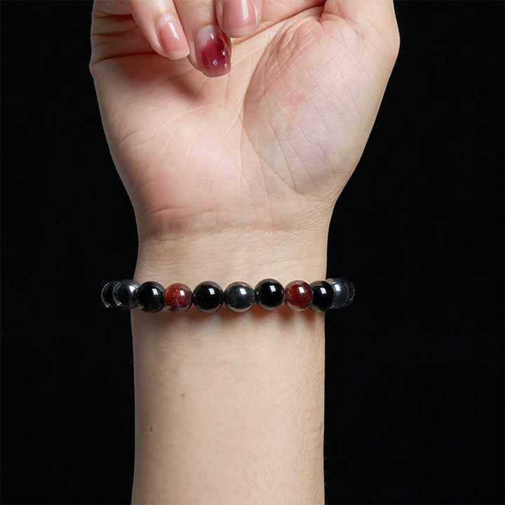 Pulsera de Buddha Stones natural de ojo de tigre, obsidiana y hematita con efecto positivo y potente