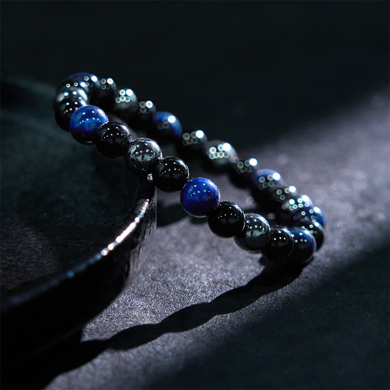 Pulsera de Buddha Stones natural de ojo de tigre, obsidiana y hematita con efecto positivo y potente