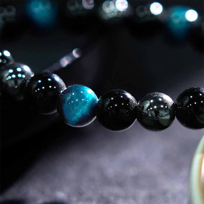 Pulsera de Buddha Stones natural de ojo de tigre, obsidiana y hematita con efecto positivo y potente