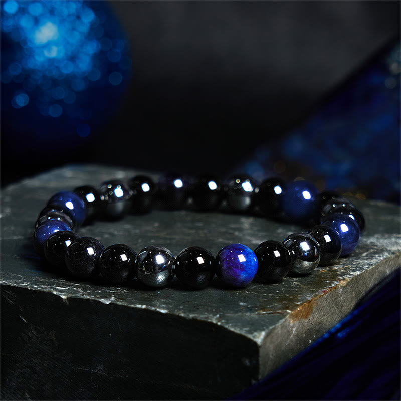 Pulsera de Buddha Stones natural de ojo de tigre, obsidiana y hematita con efecto positivo y potente