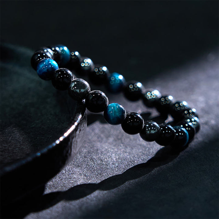Pulsera de Buddha Stones natural de ojo de tigre, obsidiana y hematita con efecto positivo y potente