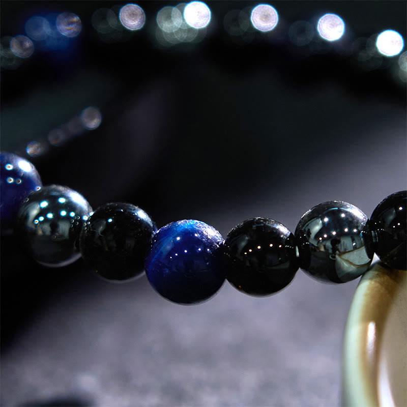 Pulsera de Buddha Stones natural de ojo de tigre, obsidiana y hematita con efecto positivo y potente