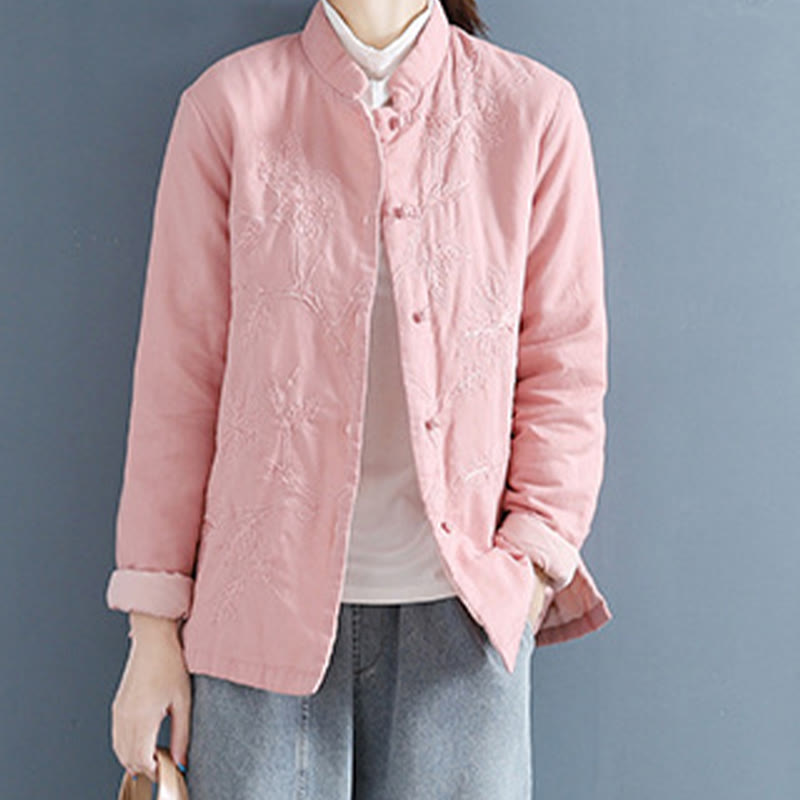 Camisa térmica de manga larga de algodón y lino para mujer con diseño de flores retro y Buddha Stones - Rosa - US8-10，UK/AU12-14，EU40-42 (2XL) - image 7
