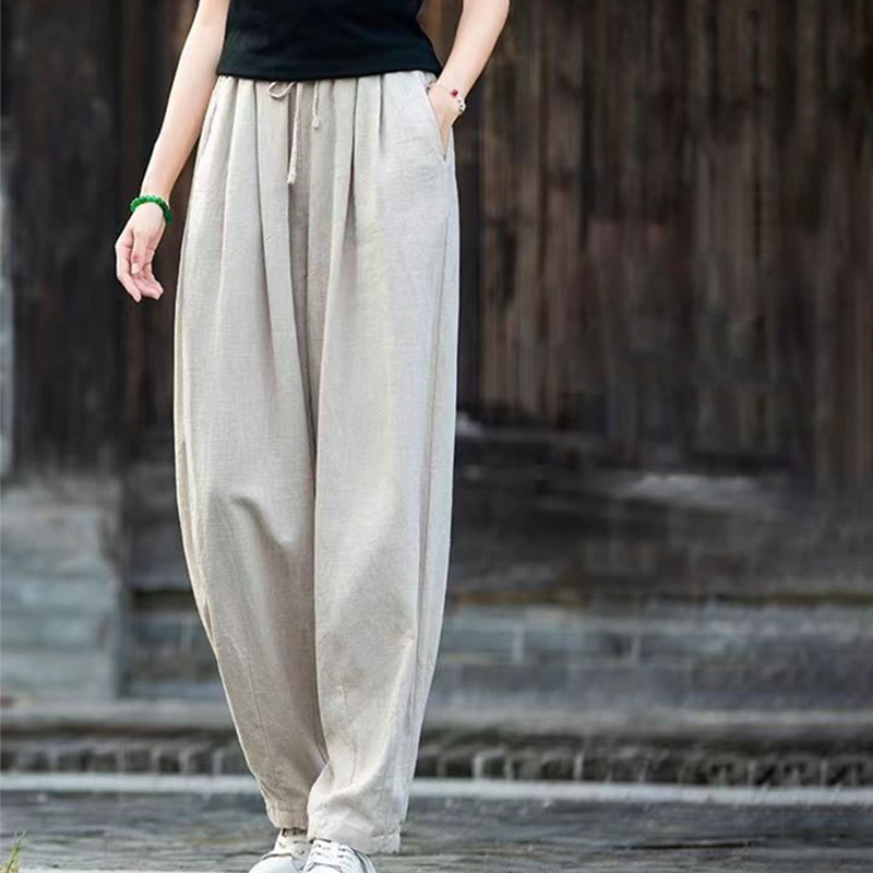 Pantalones de algodón para mujer con diseño liso de Buddha Stones - image 7