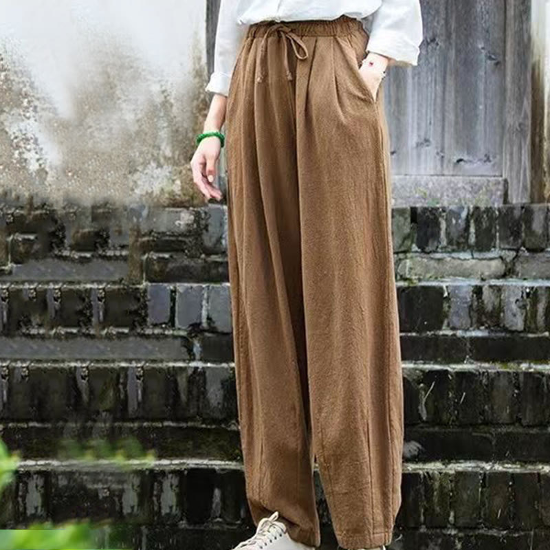 Pantalones de algodón para mujer con diseño liso de Buddha Stones - image 4