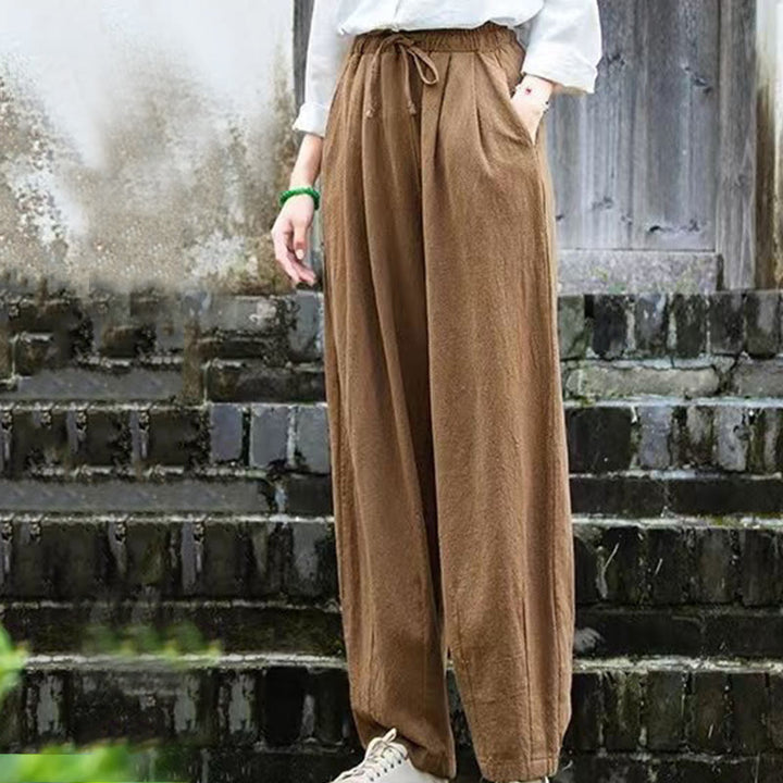 Pantalones de algodón para mujer con diseño liso de Buddha Stones - image 4