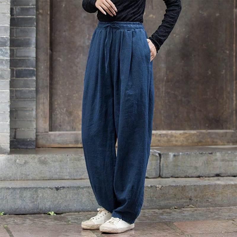 Pantalones de algodón para mujer con diseño liso de Buddha Stones - image 13