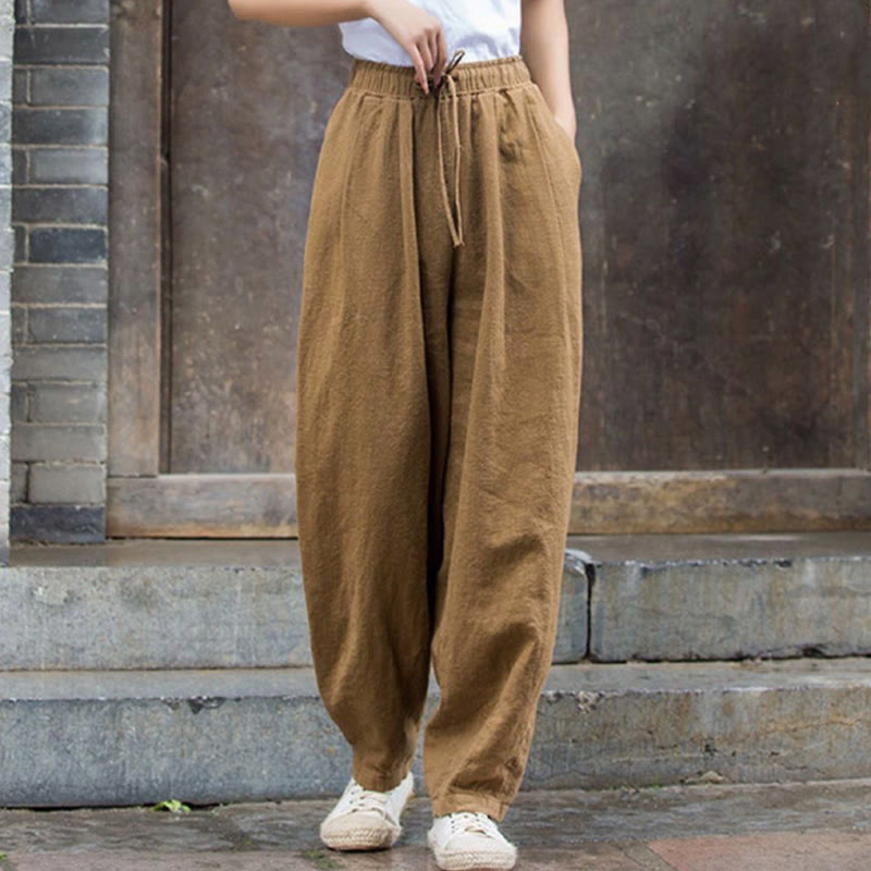 Pantalones de algodón para mujer con diseño liso de Buddha Stones - image 3