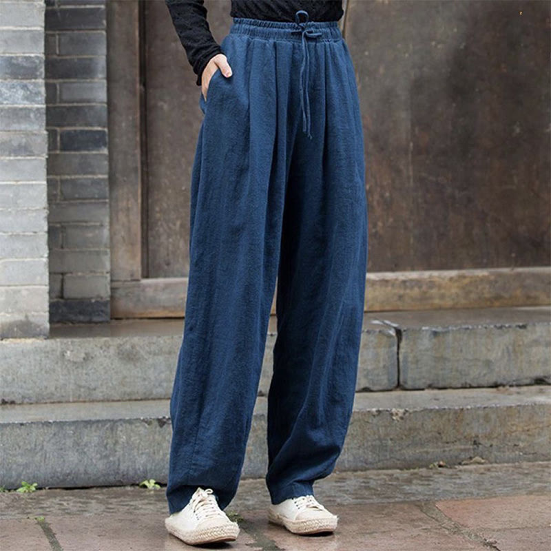 Pantalones de algodón para mujer con diseño liso de Buddha Stones - image 14