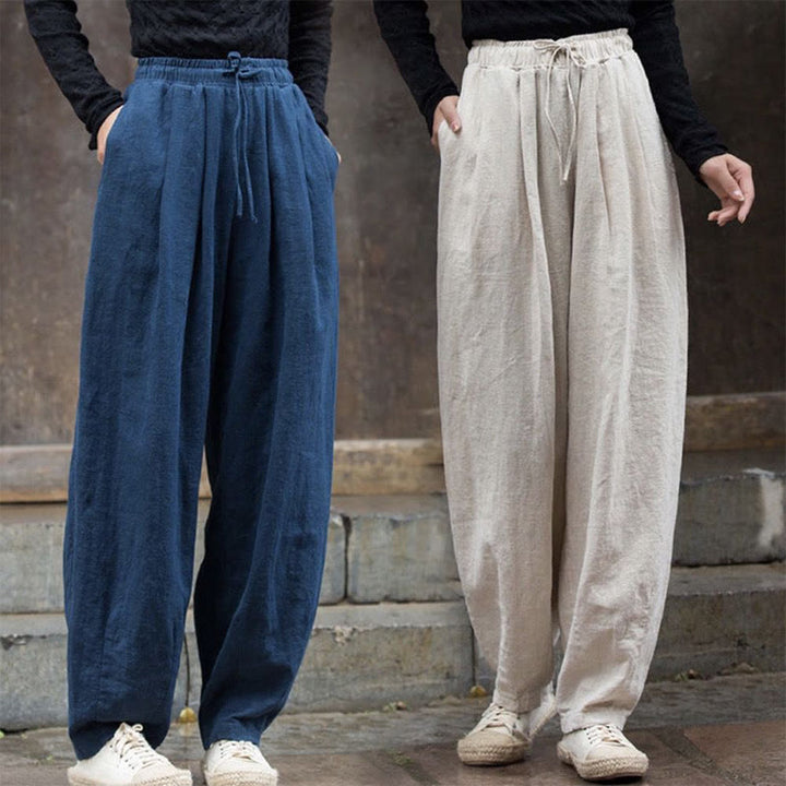 Pantalones de algodón para mujer con diseño liso de Buddha Stones - image 10