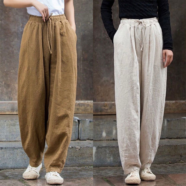 Pantalones de algodón para mujer con diseño liso de Buddha Stones - image 0