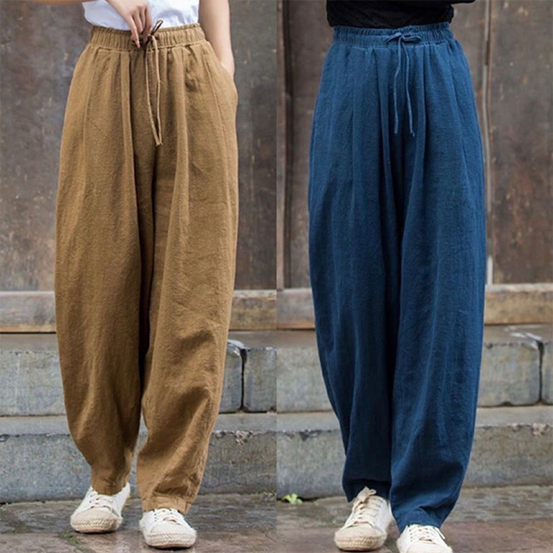 Pantalones de algodón para mujer con diseño liso de Buddha Stones - image 11