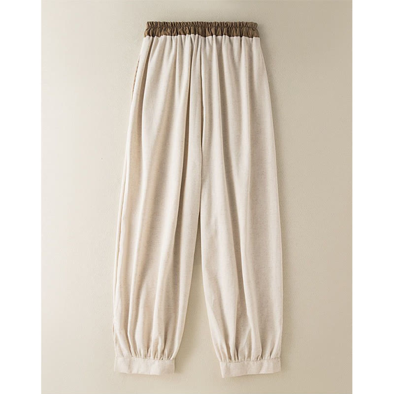 Pantalones harén de algodón liso con cordón y bolsillos para mujer con Buddha Stones - image 2