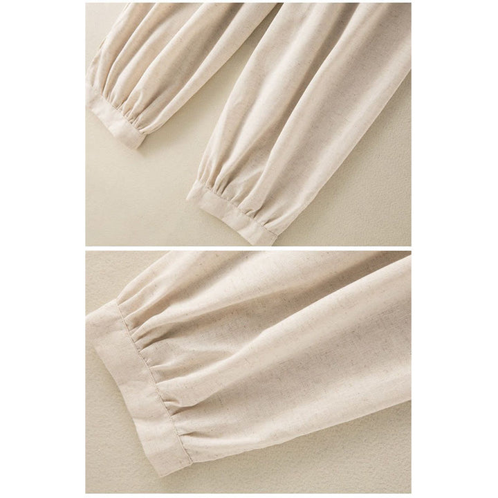 Pantalones harén de algodón liso con cordón y bolsillos para mujer con Buddha Stones - image 6