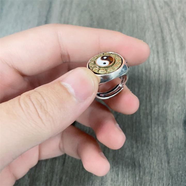 Anillo ajustable de cobre con Buddha Stones y Yin Yang del zodiaco chino