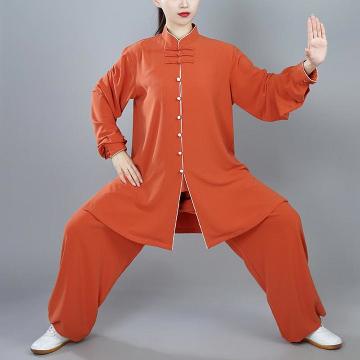 Conjunto de 2 piezas de ropa unisex de algodón con diseño de Buddha Stones y botones de color liso para meditación, tai chi, qigong y zen