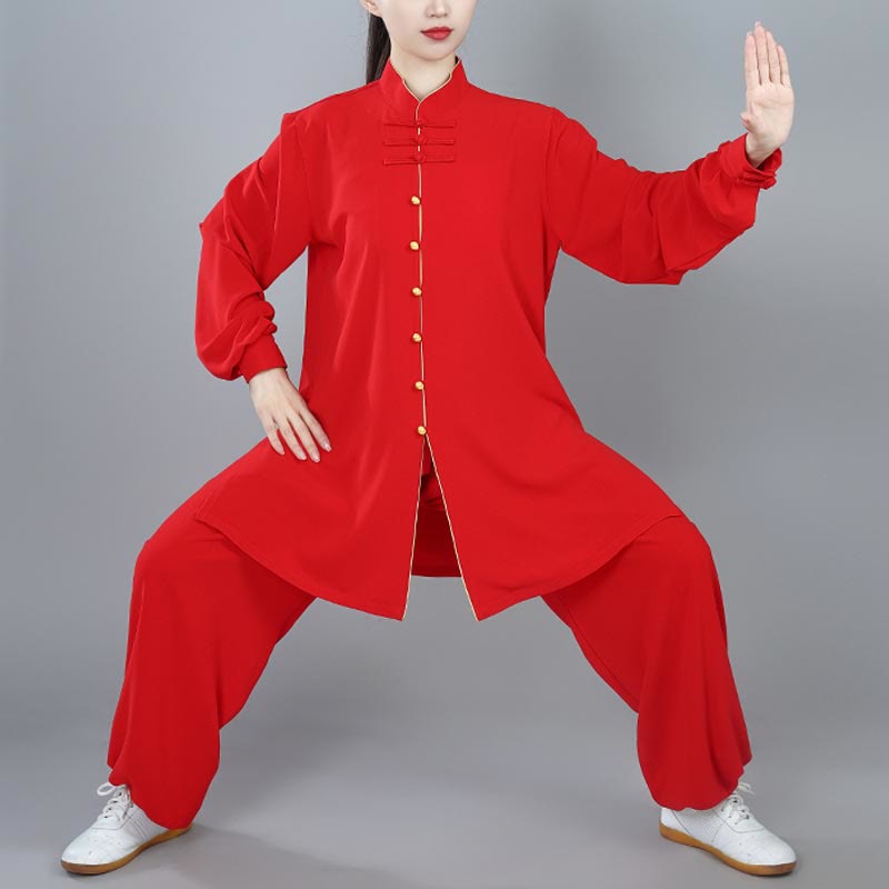 Conjunto de 2 piezas de ropa unisex de algodón con diseño de Buddha Stones y botones de color liso para meditación, tai chi, qigong y zen