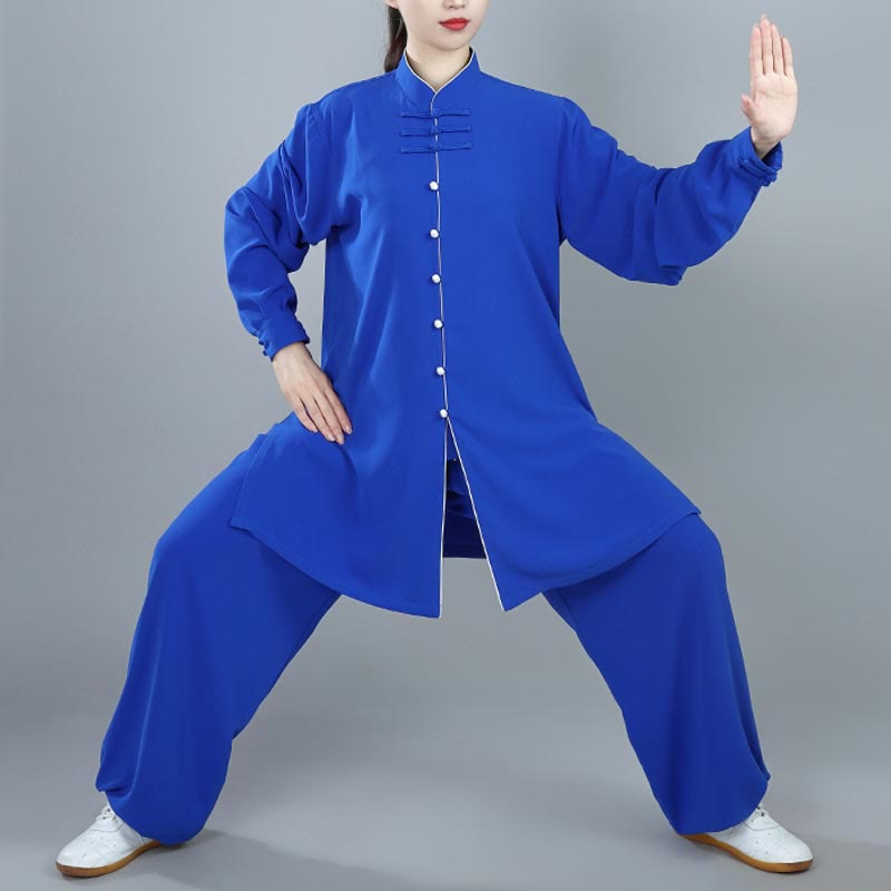 Conjunto de 2 piezas de ropa unisex de algodón con diseño de Buddha Stones y botones de color liso para meditación, tai chi, qigong y zen