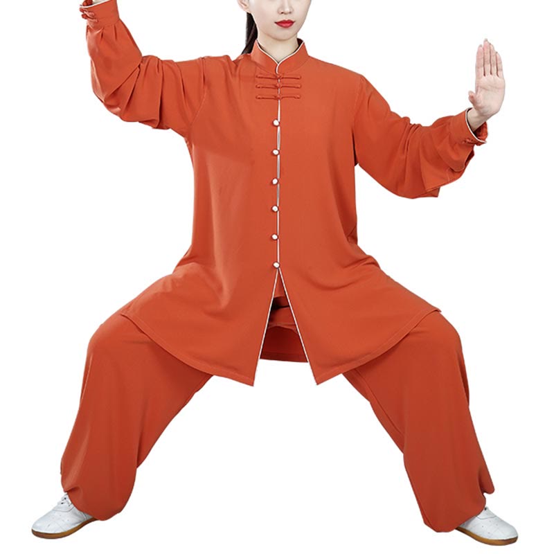 Conjunto de 2 piezas de ropa unisex de algodón con diseño de Buddha Stones y botones de color liso para meditación, tai chi, qigong y zen