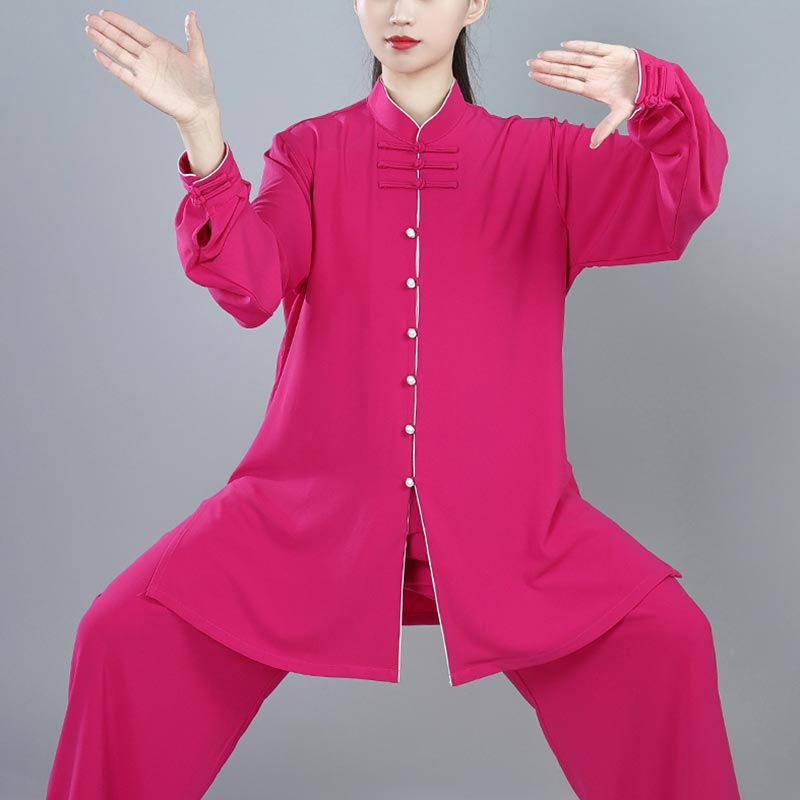 Conjunto de 2 piezas de ropa unisex de algodón con diseño de Buddha Stones y botones de color liso para meditación, tai chi, qigong y zen