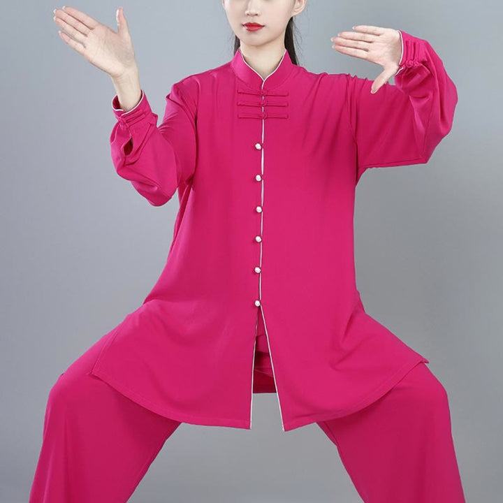 Conjunto de 2 piezas de ropa unisex de algodón con diseño de Buddha Stones y botones de color liso para meditación, tai chi, qigong y zen