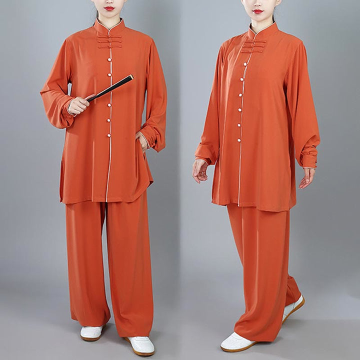Conjunto de 2 piezas de ropa unisex de algodón con diseño de Buddha Stones y botones de color liso para meditación, tai chi, qigong y zen