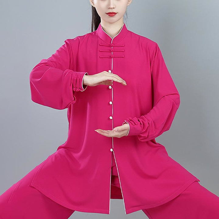 Conjunto de 2 piezas de ropa unisex de algodón con diseño de Buddha Stones y botones de color liso para meditación, tai chi, qigong y zen
