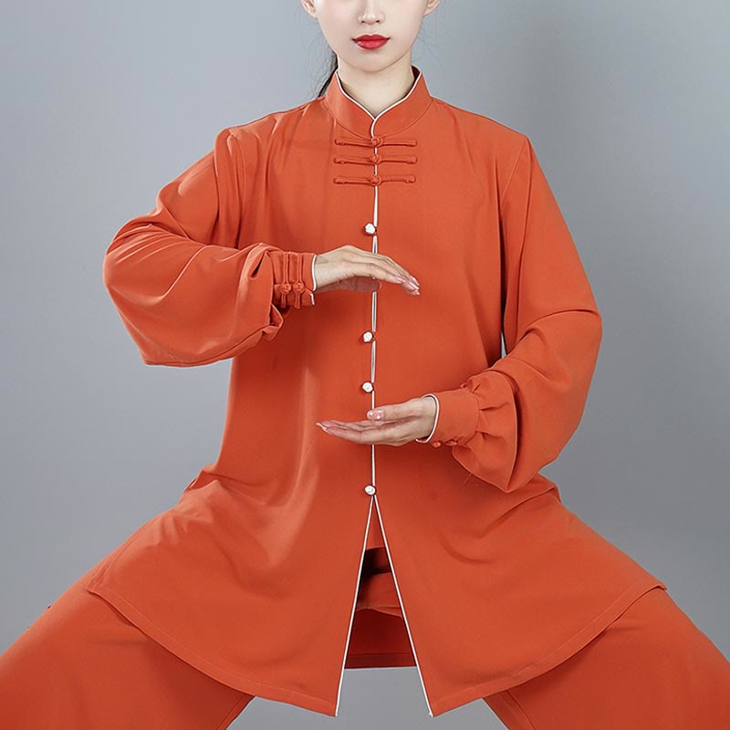 Conjunto de 2 piezas de ropa unisex de algodón con diseño de Buddha Stones y botones de color liso para meditación, tai chi, qigong y zen