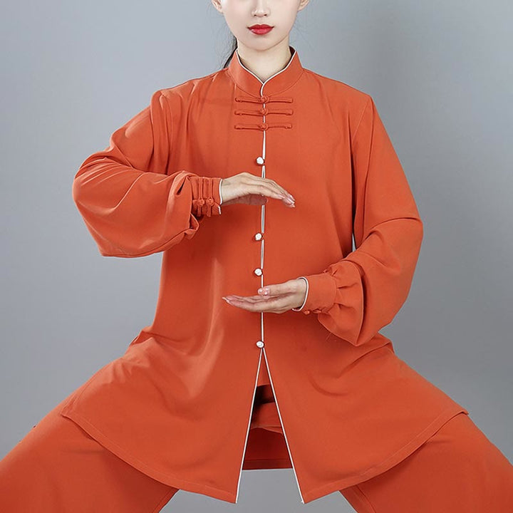 Conjunto de 2 piezas de ropa unisex de algodón con diseño de Buddha Stones y botones de color liso para meditación, tai chi, qigong y zen