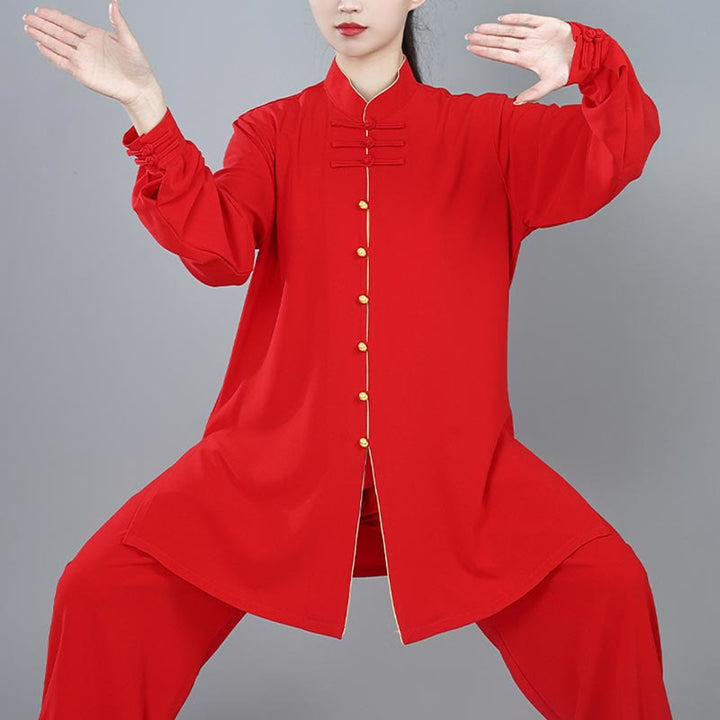 Conjunto de 2 piezas de ropa unisex de algodón con diseño de Buddha Stones y botones de color liso para meditación, tai chi, qigong y zen