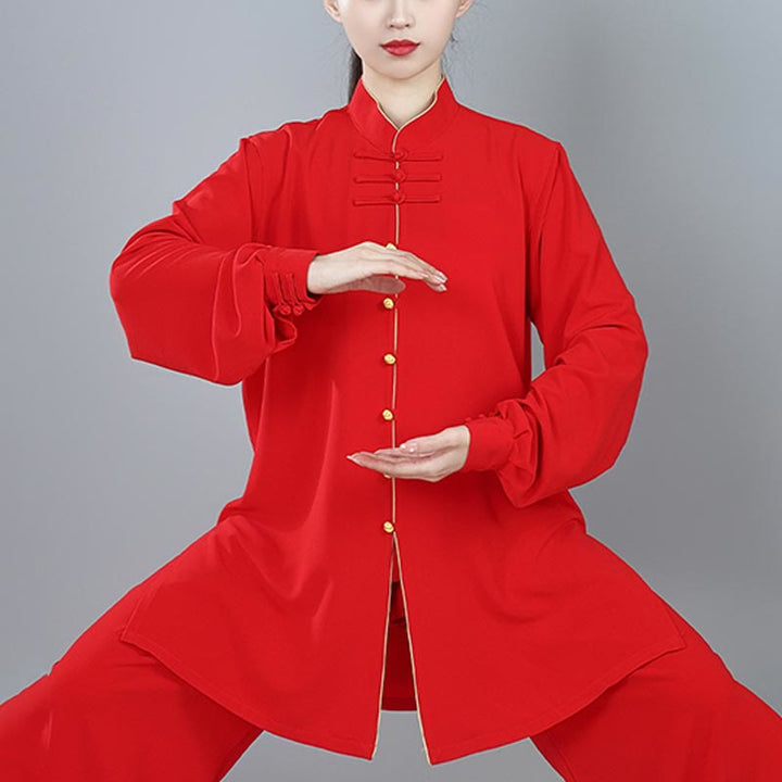 Conjunto de 2 piezas de ropa unisex de algodón con diseño de Buddha Stones y botones de color liso para meditación, tai chi, qigong y zen