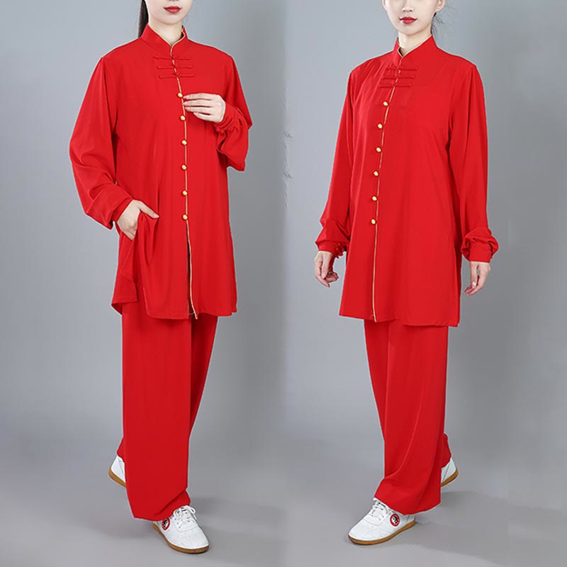 Conjunto de 2 piezas de ropa unisex de algodón con diseño de Buddha Stones y botones de color liso para meditación, tai chi, qigong y zen