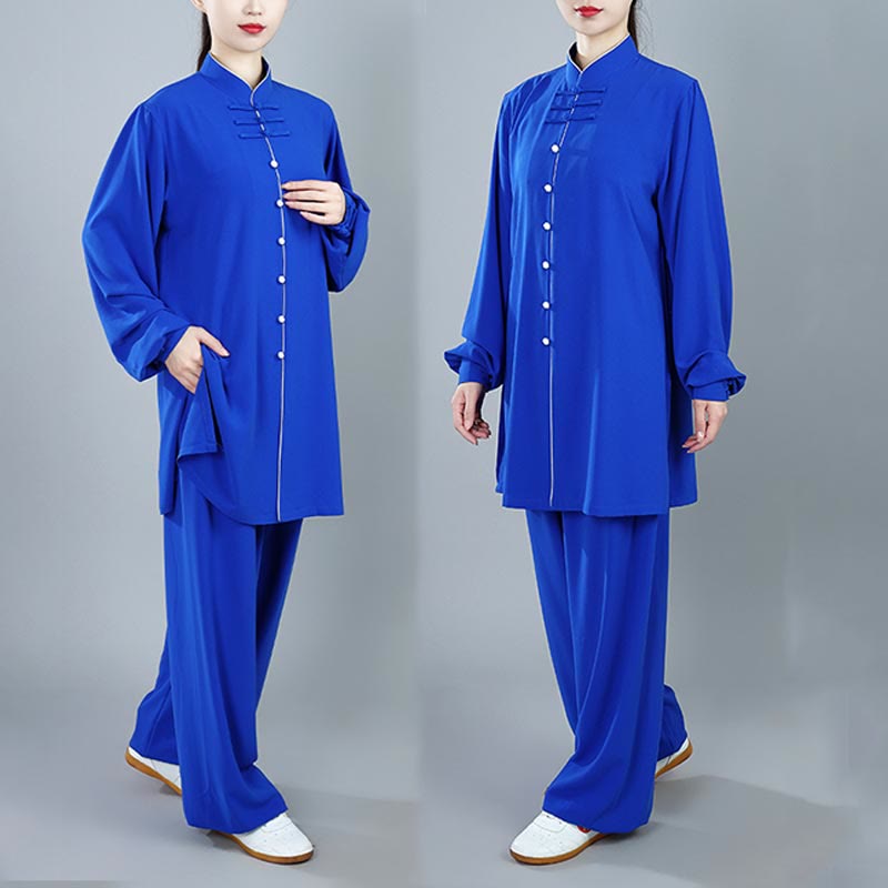 Conjunto de 2 piezas de ropa unisex de algodón con diseño de Buddha Stones y botones de color liso para meditación, tai chi, qigong y zen