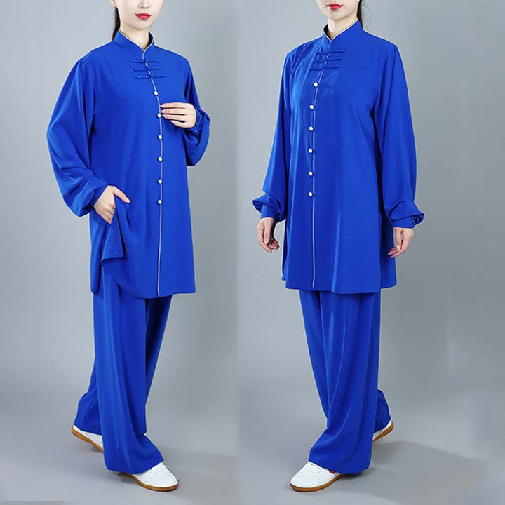 Conjunto de 2 piezas de ropa unisex de algodón con diseño de Buddha Stones y botones de color liso para meditación, tai chi, qigong y zen