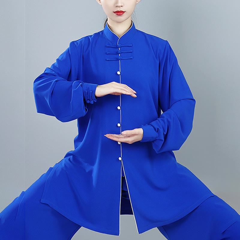 Conjunto de 2 piezas de ropa unisex de algodón con diseño de Buddha Stones y botones de color liso para meditación, tai chi, qigong y zen