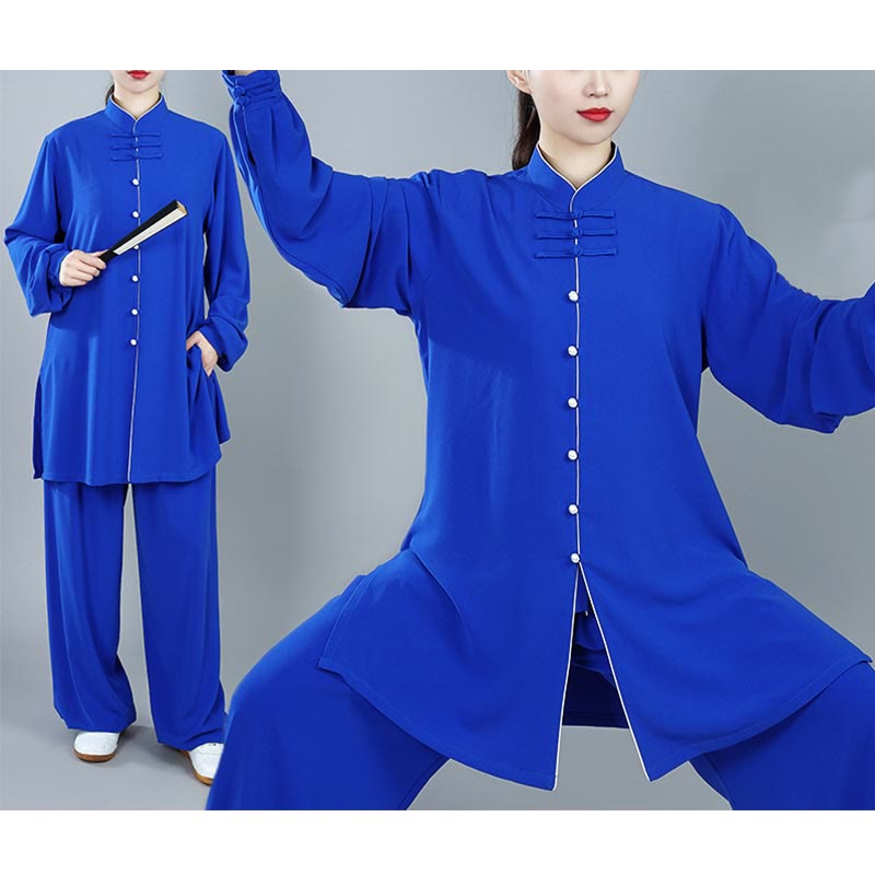 Conjunto de 2 piezas de ropa unisex de algodón con diseño de Buddha Stones y botones de color liso para meditación, tai chi, qigong y zen