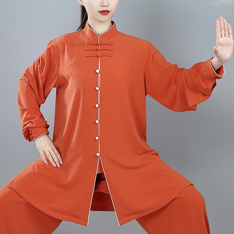 Conjunto de 2 piezas de ropa unisex de algodón con diseño de Buddha Stones y botones de color liso para meditación, tai chi, qigong y zen