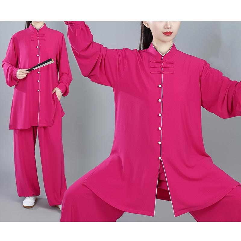 Conjunto de 2 piezas de ropa unisex de algodón con diseño de Buddha Stones y botones de color liso para meditación, tai chi, qigong y zen