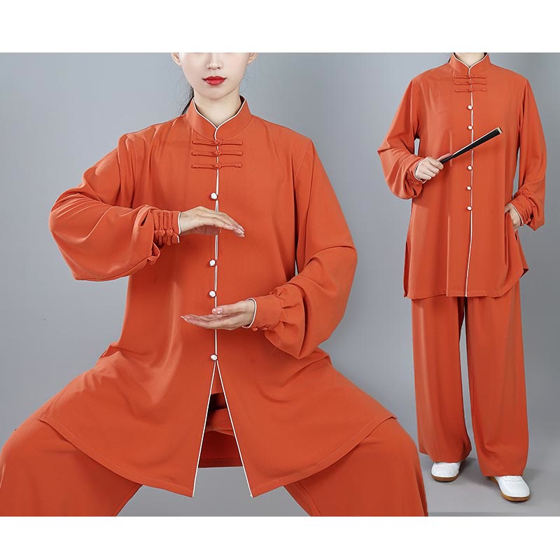 Conjunto de 2 piezas de ropa unisex de algodón con diseño de Buddha Stones y botones de color liso para meditación, tai chi, qigong y zen
