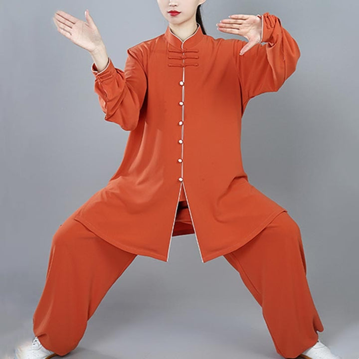 Conjunto de 2 piezas de ropa unisex de algodón con diseño de Buddha Stones y botones de color liso para meditación, tai chi, qigong y zen