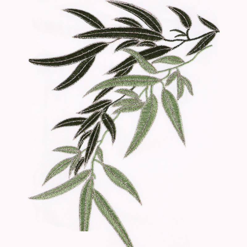 Conjunto de 2 piezas de ropa unisex de algodón con diseño de Buddha Stones bordada con hojas de bambú verde otoñal y botón de rana para meditación de tai chi, qigong y práctica zen - image 5